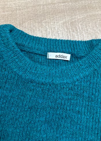 Turkuaz Renkli, Bisiklet Yaka, Örgü Kadın Kazak - Görsel 2