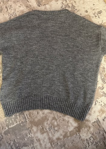 Gri Yünlü Kadın Triko Kazak - Görsel 4