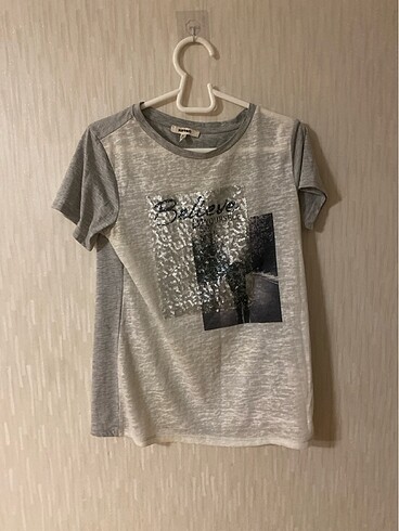koton gri kadın yarım kollu t shirt