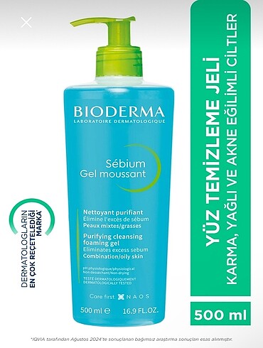 Bioderma Sébium Yüz Temizleme Jeli, 500 ml