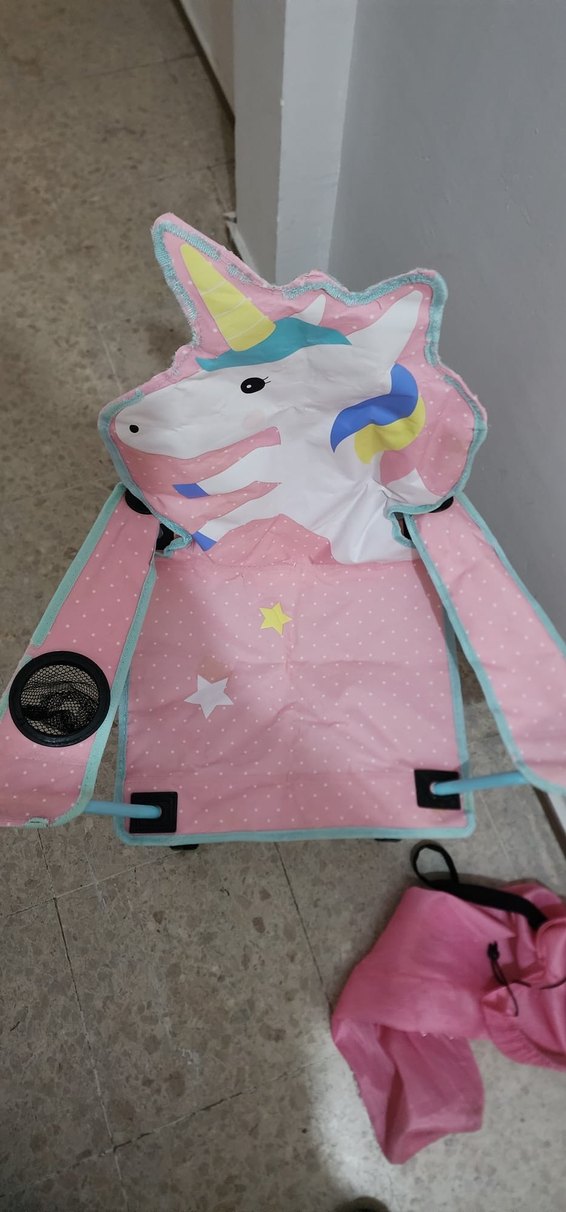 Pembe Unicorn Desenli Çocuk Sandalyesi - Görsel 4