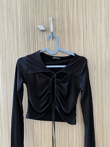 Siyah crop bluz