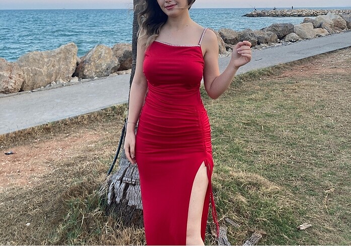 Eyyo kırmızı elbise - Görsel 4