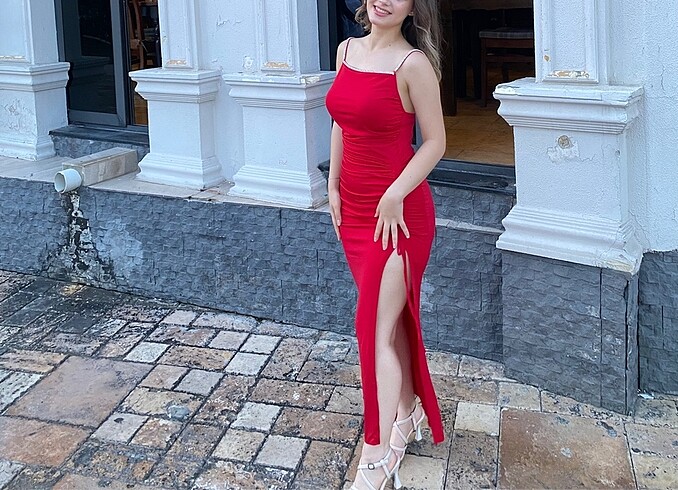 Eyyo kırmızı elbise - Görsel 3