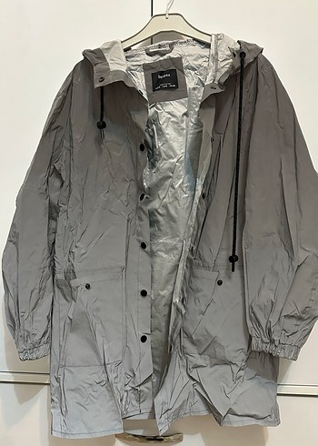 Gri kadın Midi Boy Düğmeli Yağmurluk - Görsel 3