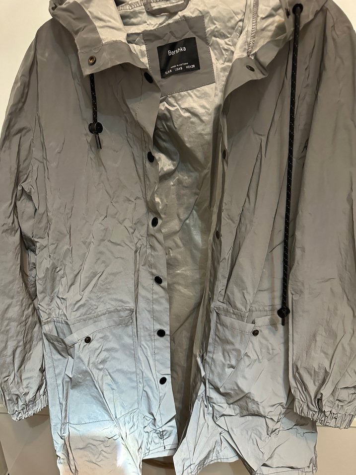 Gri kadın Midi Boy Düğmeli Yağmurluk - Görsel 5