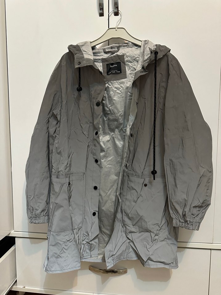 Gri kadın Midi Boy Düğmeli Yağmurluk - Görsel 2