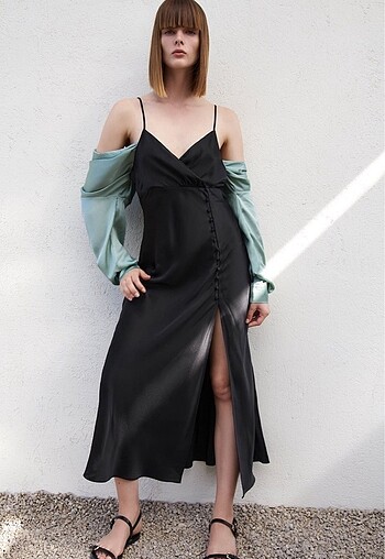 Zara saten kamisol elbise