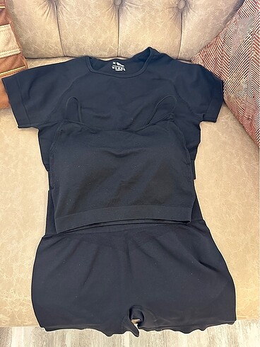 Şort-Bustiyer-Tshirt takım-Fitness-Yoga-Günlük giyim