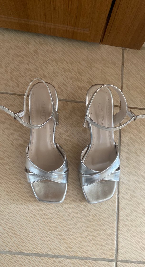 Kadın Gümüş Platform Topuklu Ayakkabı - Görsel 3