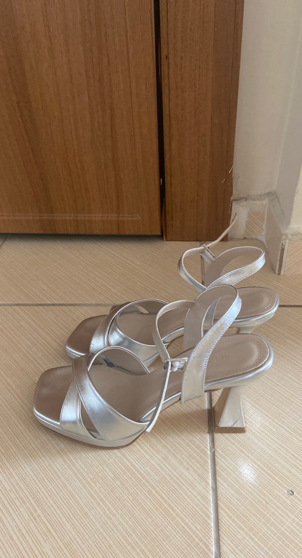 Kadın Gümüş Platform Topuklu Ayakkabı - Görsel 4