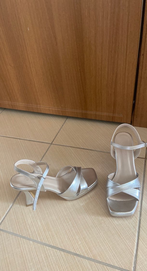 Kadın Gümüş Platform Topuklu Ayakkabı - Görsel 2