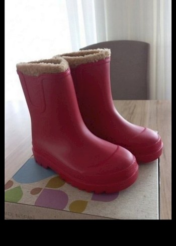 Kızlar için Kırmızı Kauçuk Botlar Velcro - Görsel 3