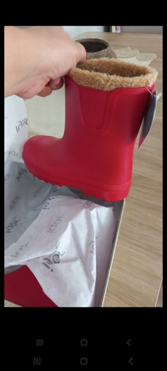 Kızlar için Kırmızı Kauçuk Botlar Velcro - Görsel 2