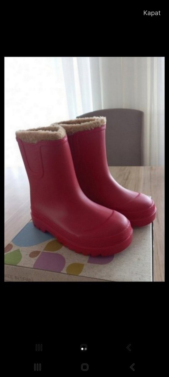 Kızlar için Kırmızı Kauçuk Botlar Velcro - Görsel 3