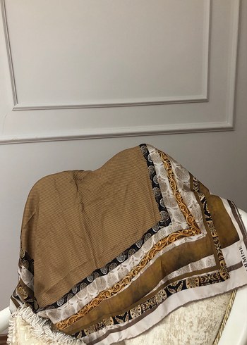 Kadın Kahverengi Parlak eşarp - Görsel 4