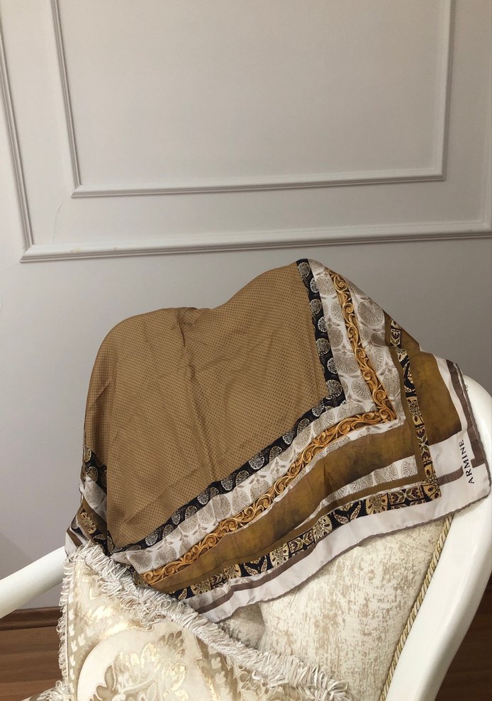 Kadın Kahverengi Parlak eşarp - Görsel 3