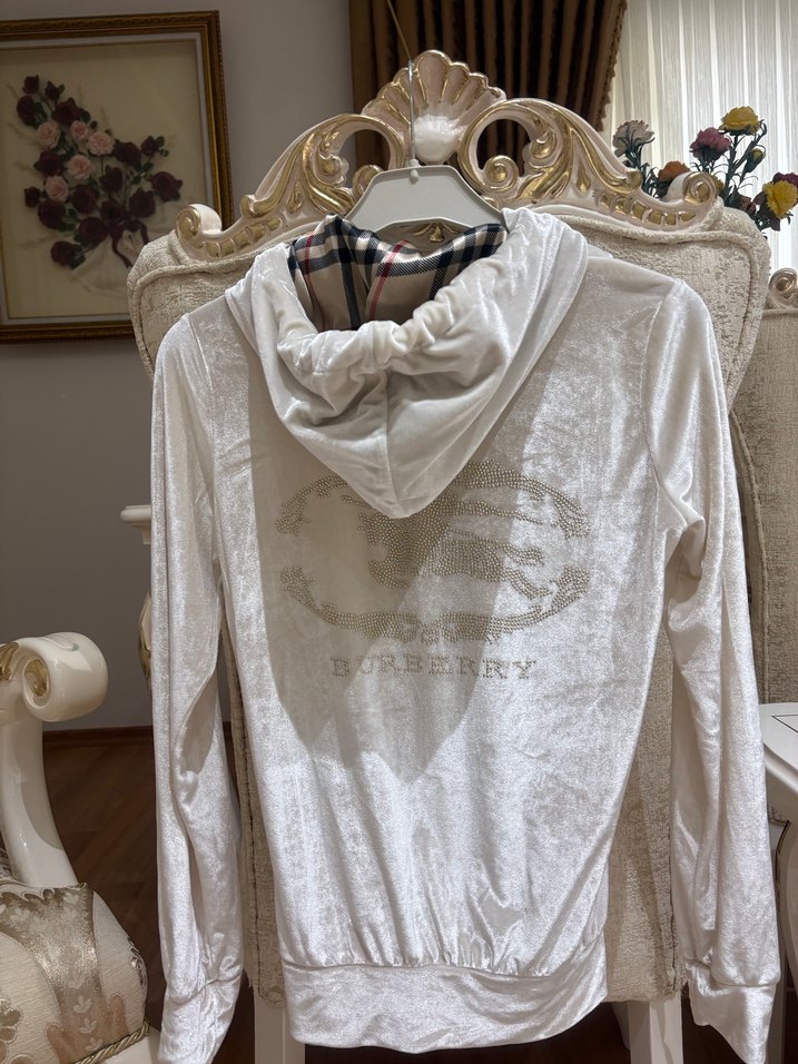 Kapüşonlu Beyaz Nakışlı Fermuarlı Sweatshirt - Görsel 2