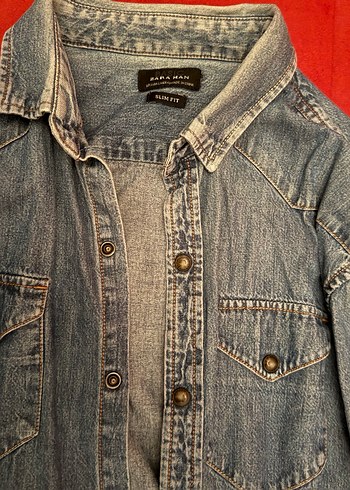 Düğmeli Gri erkek Denim Ceket - Görsel 2