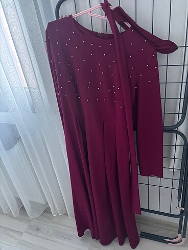 38 Beden bordo Renk Tesettür elbise