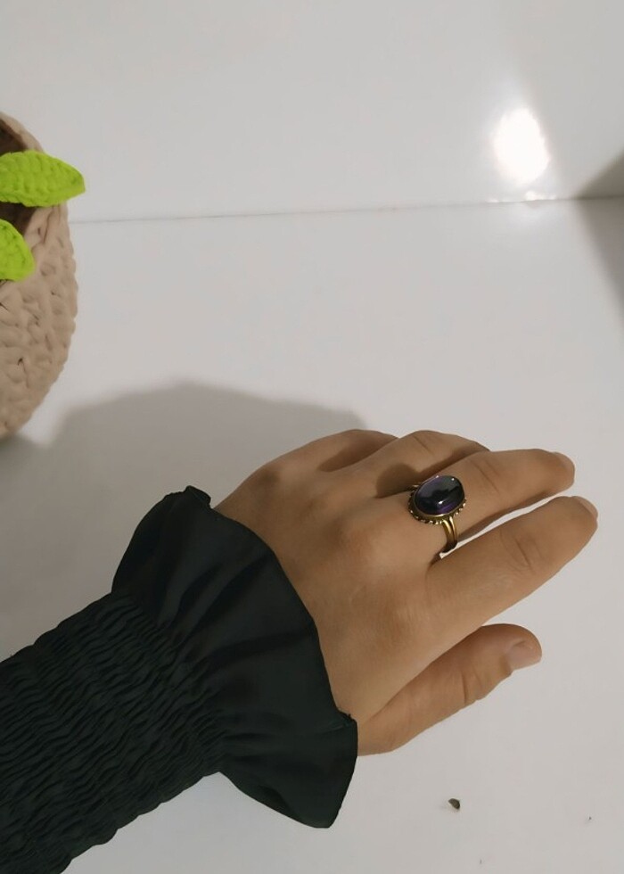 Ametis taşlı doğal yüzük  - Görsel 2