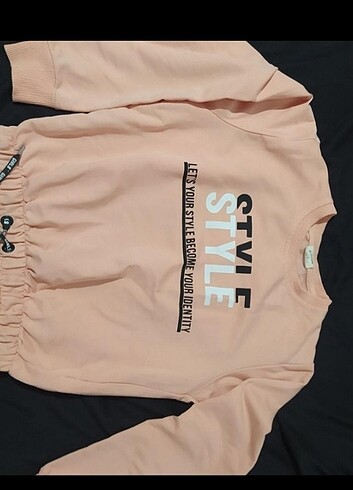 12-13 Yaş Beden Somon rengi kız cocuk sweatshirt