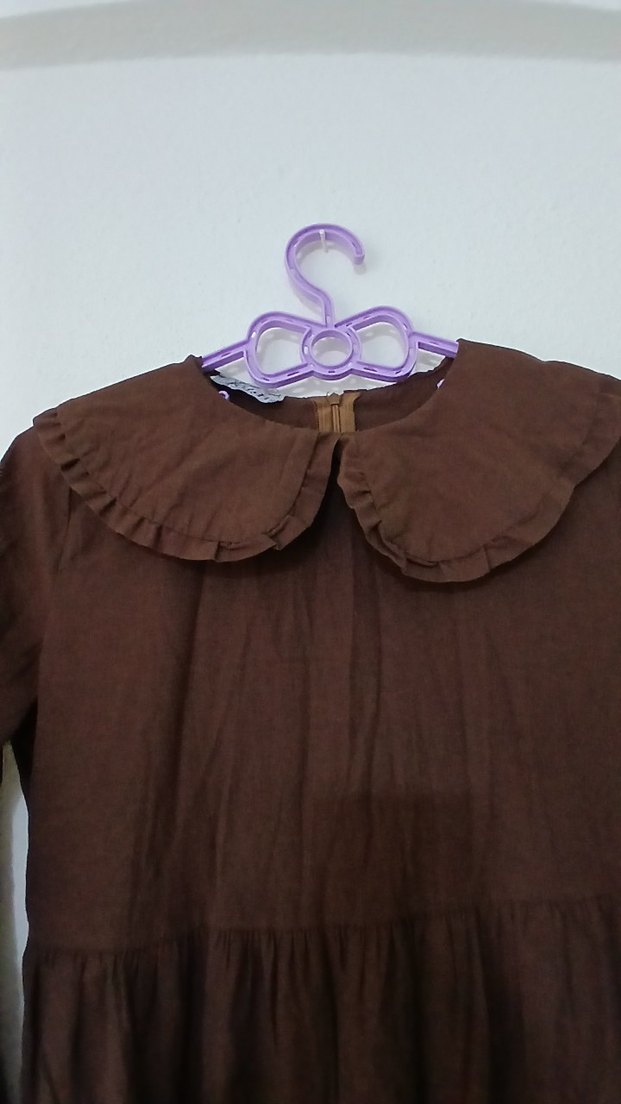 Uzun Kahverengi  Elbise - Görsel 3