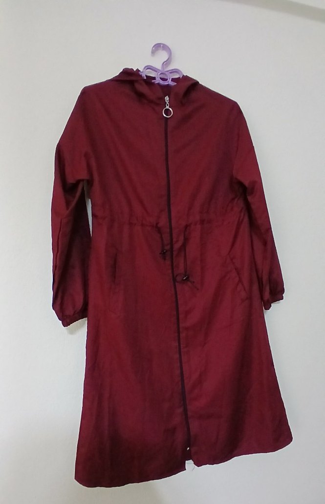 Bordo Midi Kadın Yağmurluk - Görsel 2