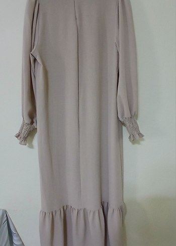 Diger Bej Uzun Kollu Fırfırlı Uzun Elbise - Görsel 2