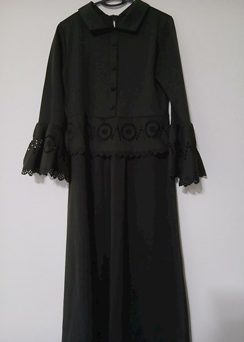 l Beden haki Renk Diger Haki Uzun Kollu Gotik Uzun Elbise