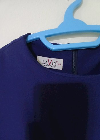 Lacivert Uzun Kollu Fırfırlı Elbise - Görsel 3