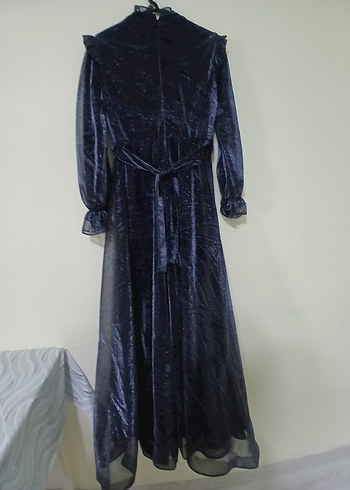 Uzun Lacivert Kadın Abiye Elbise - Görsel 3