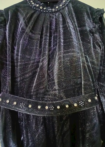 Uzun Lacivert Kadın Abiye Elbise - Görsel 4