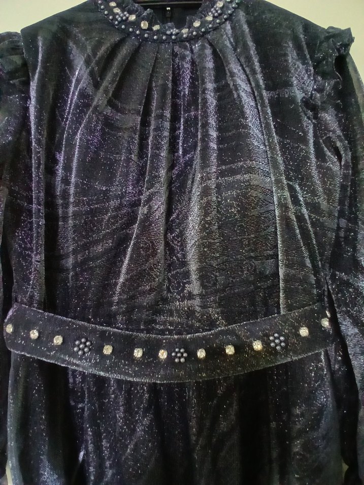 Uzun Lacivert Kadın Abiye Elbise - Görsel 4