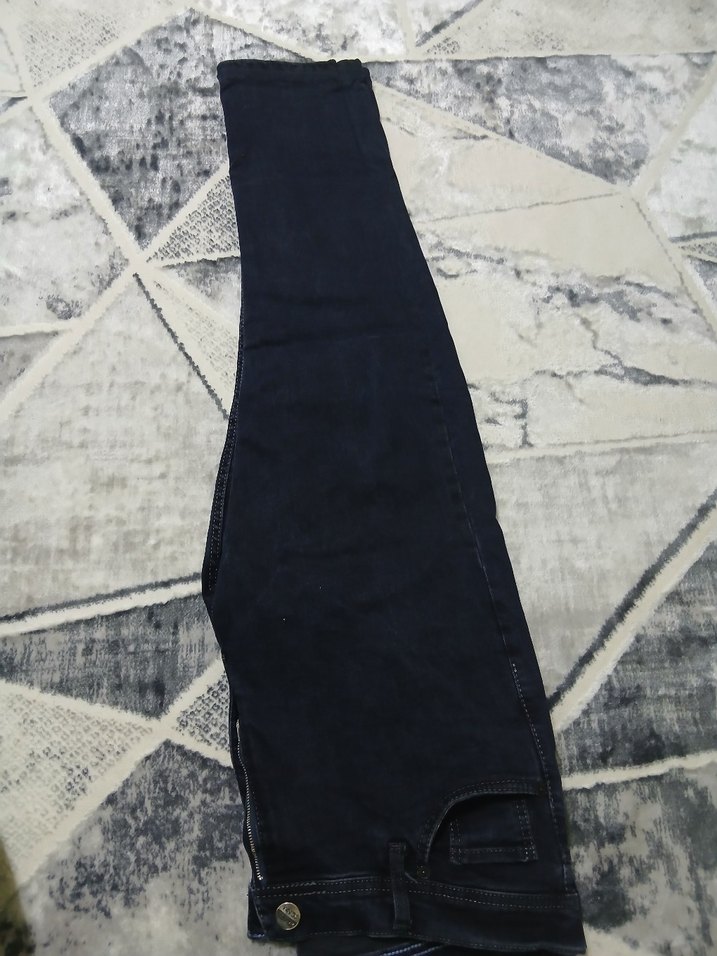 Kadın Lacivert Kemerli Kot Pantolon - Görsel 2