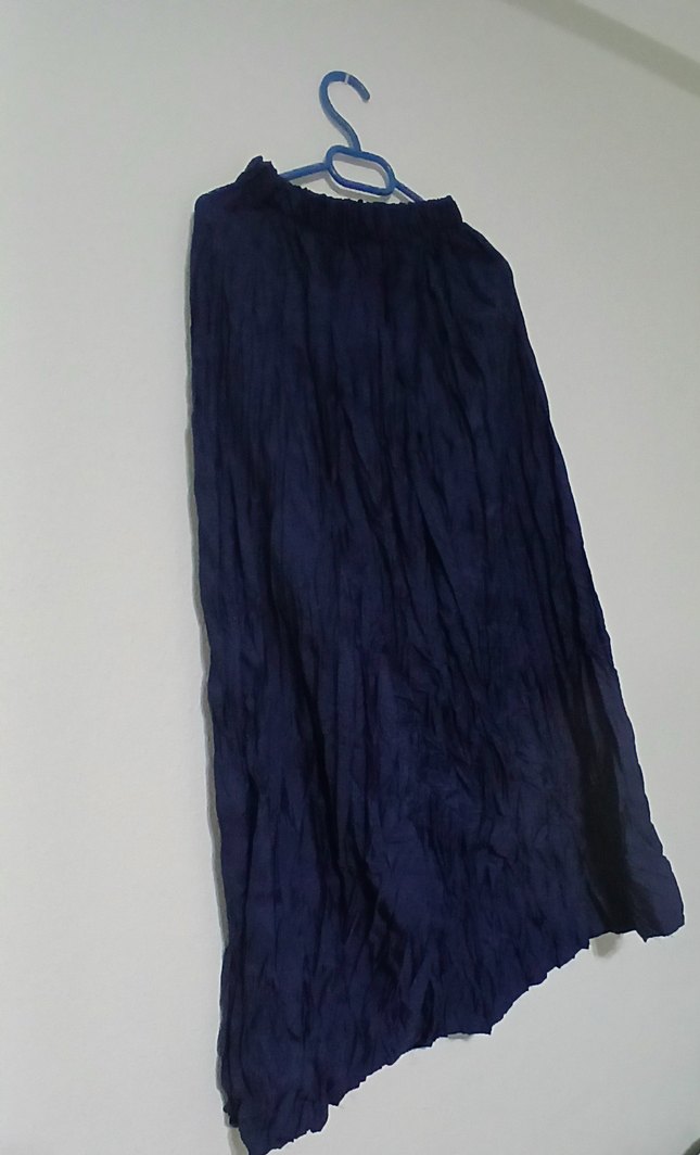 Kadın Lacivert Kırışık Kloş Etek - Görsel 4