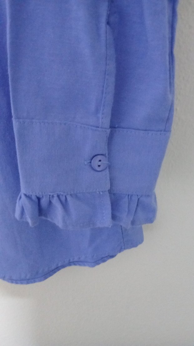 Fırfırlı Mavi Keten Gömlek - Görsel 3