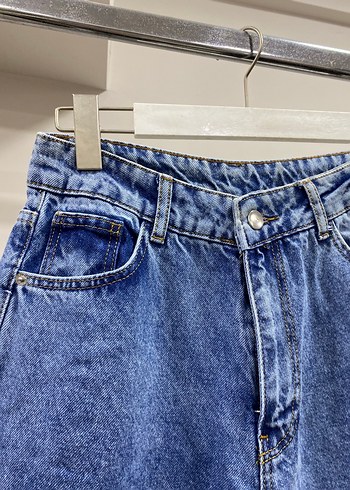 Mavi Batik Desenli Bol Kesim Kadın Kot Pantolon - Görsel 3