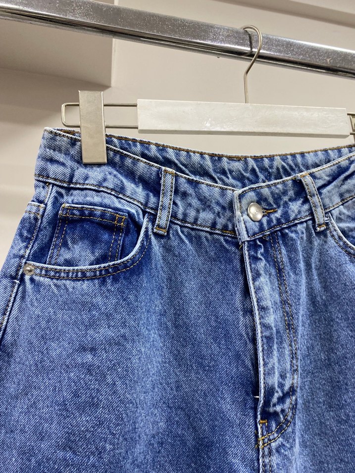 Mavi Batik Desenli Bol Kesim Kadın Kot Pantolon - Görsel 3