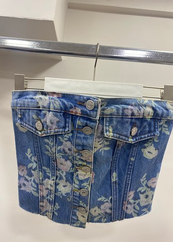 Çiçek Desenli Düğmeli Kot Bustiyer - Görsel 4