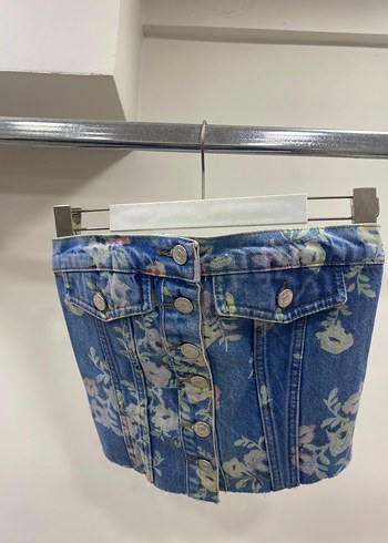 Çiçek Desenli Düğmeli Kot Bustiyer - Görsel 3