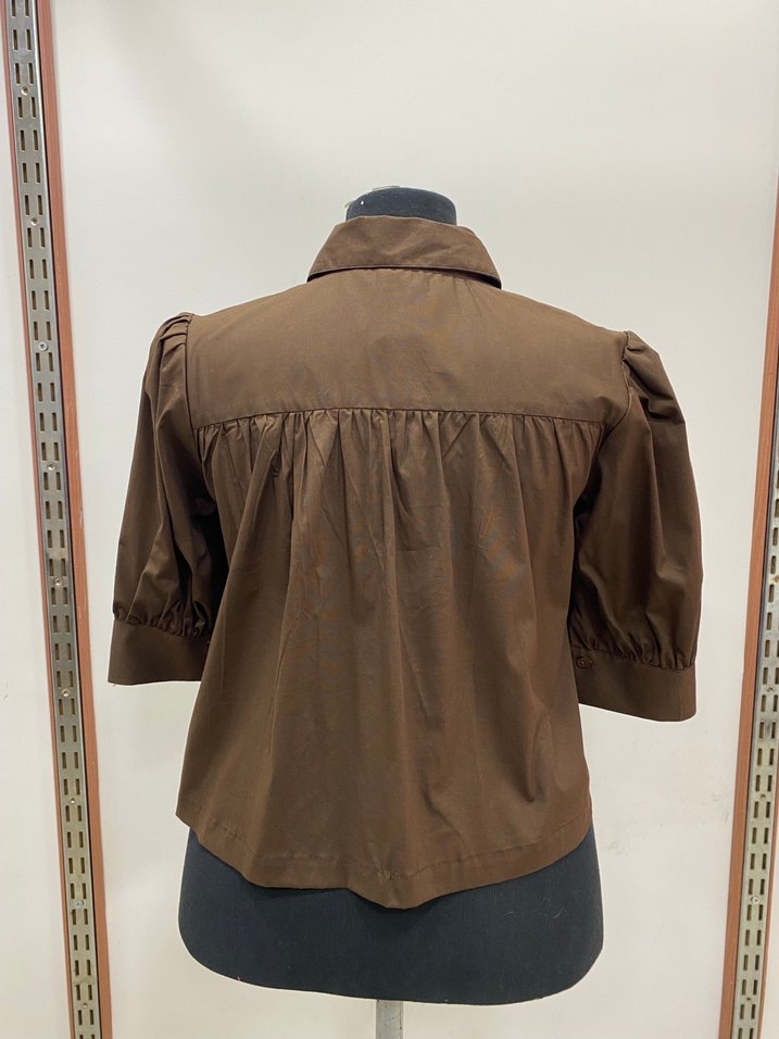 Kahverengi Düğmeli  Kadın Gömlek - Görsel 4