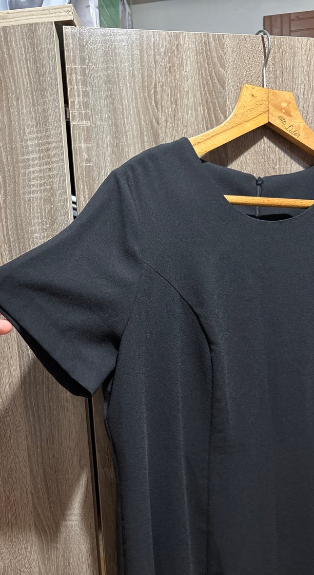 Drapeli Siyah Midi Elbise - Görsel 2