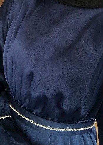 Tesettür Lacivert saten abiye - Görsel 7
