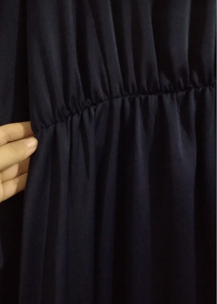 Tesettür Lacivert saten abiye - Görsel 3