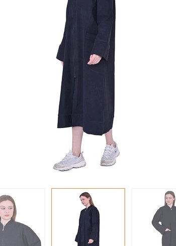 Kadın Siyah Uzun Fermuarlı Kap invee markasına aittir - Görsel 4