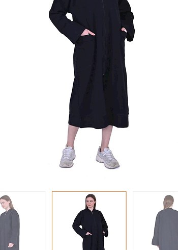 Kadın Siyah Uzun Fermuarlı Kap invee markasına aittir - Görsel 3