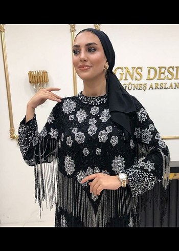 boncuk İşlemeli abiye 44 beden den 50 bedene kadar oluyor - Görsel 3