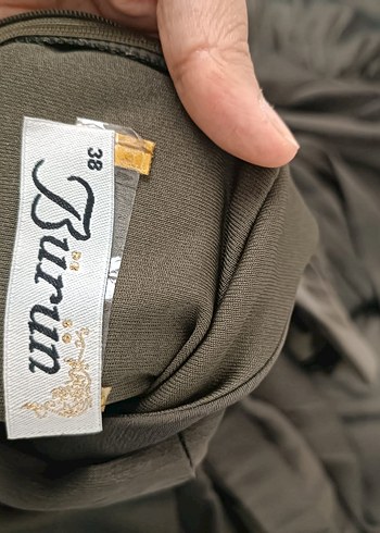 38 Beden haki Renk Gri Drapeli Uzun Kadın Elbise