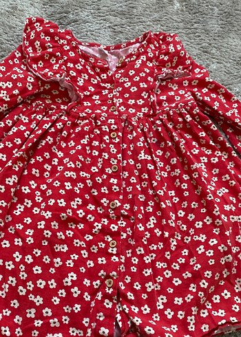 LC Waikiki Kız Çocuk Kırmızı Çiçekli Uzun Kollu Elbise